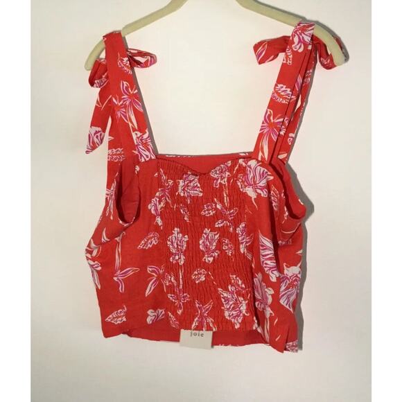 Joie NWT Linen Blend Red Tropical Floral Print Cropped Tank Top Size 8 - Picture 12 of 16